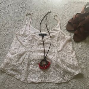 AE American Eagle Boho crochet top white small